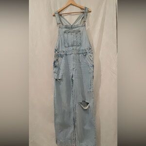 Cotton On Light Blue Distressed Denim Overalls